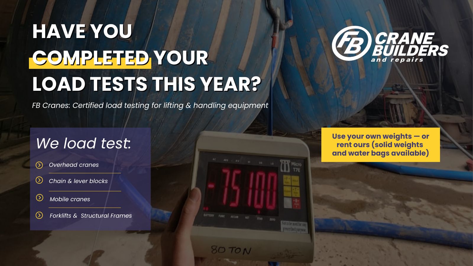 Load testing cranes in South Africa